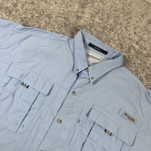 Columbia Bahama Shirt Mens XXL PFG Performance Fishing Button Down Vented Blue